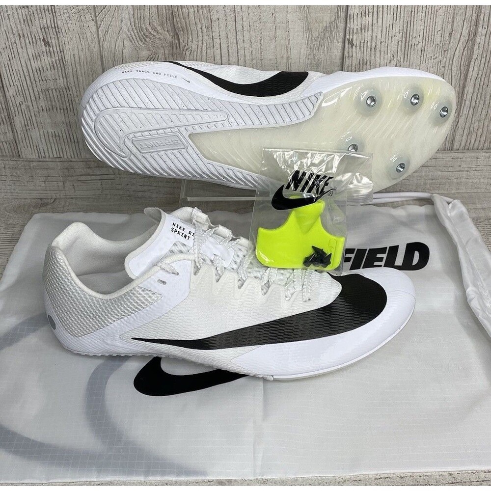 Nike Men's Sz 9.5 Zoom Rival Sprint Track Field Spikes White Black DC8753-100